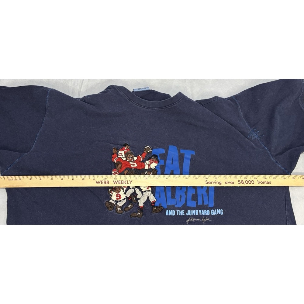 FUBU Vintage Shirt Platinum Fat Albert Junkyard Gang Football Navy Blue XXL HUGE - Picture 9 of 10